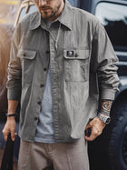 MADEN Vintage Workwear Cotton Long-Sleeve Casual Shirt thumbnail