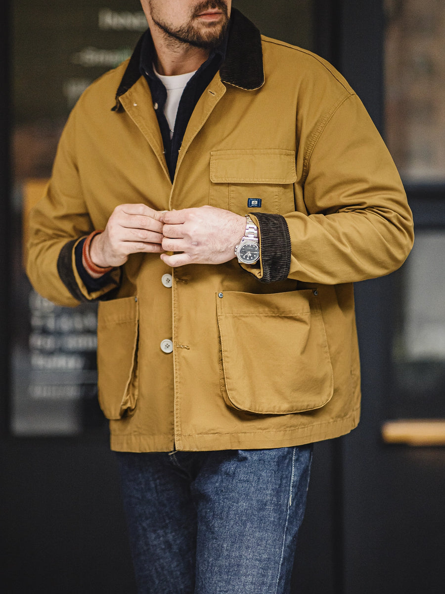 MADEN Corduroy Collar Safari Jacket with Big Pockets