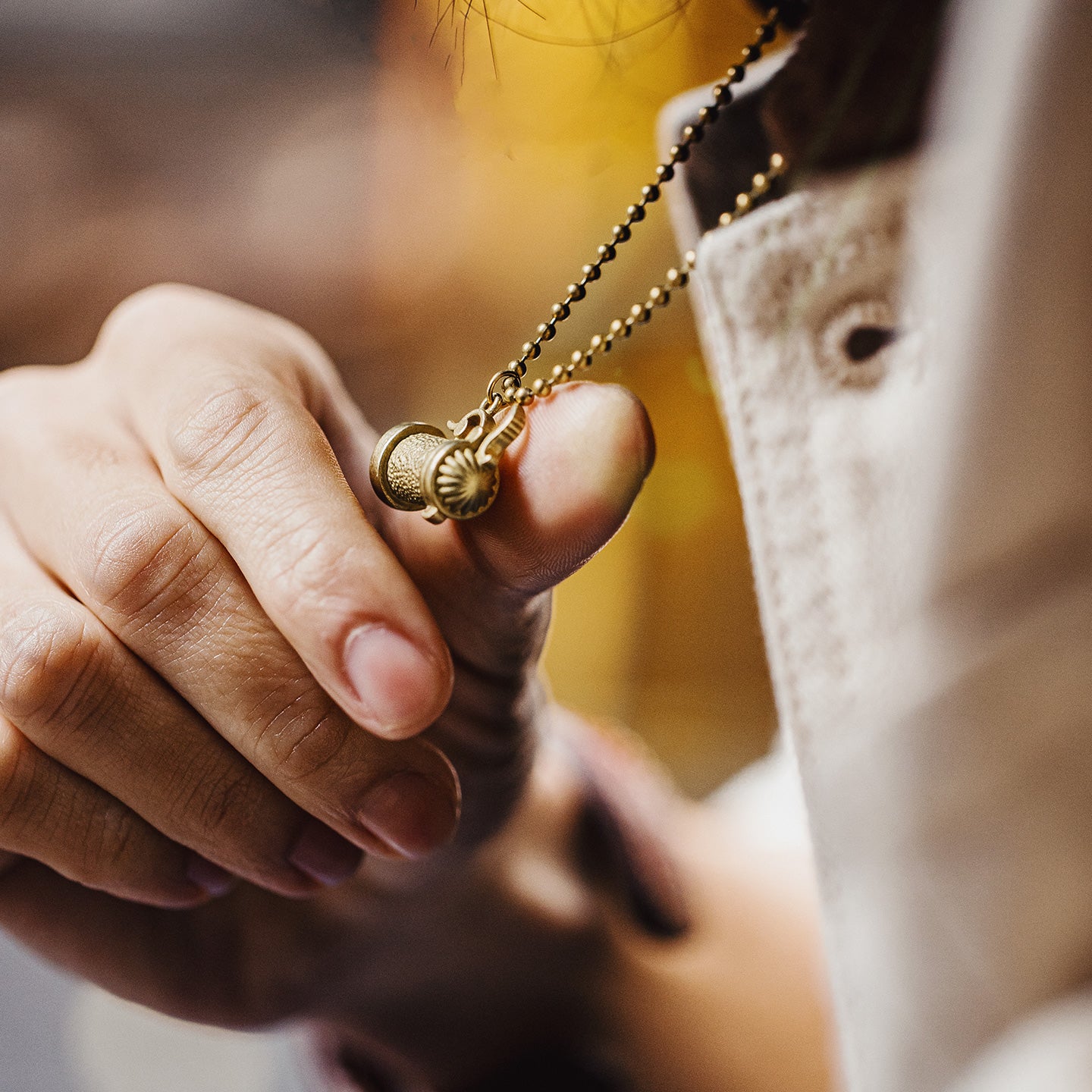 MADEN Brass Handle Kettle Pendant Necklace