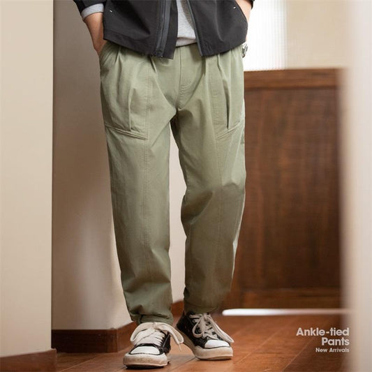 MADEN Retro lockere Baumwollhose mit geradem Bein, lässig