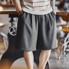 MADEN Leinenmischung Shorts mit Kordelzug und geradem Bein