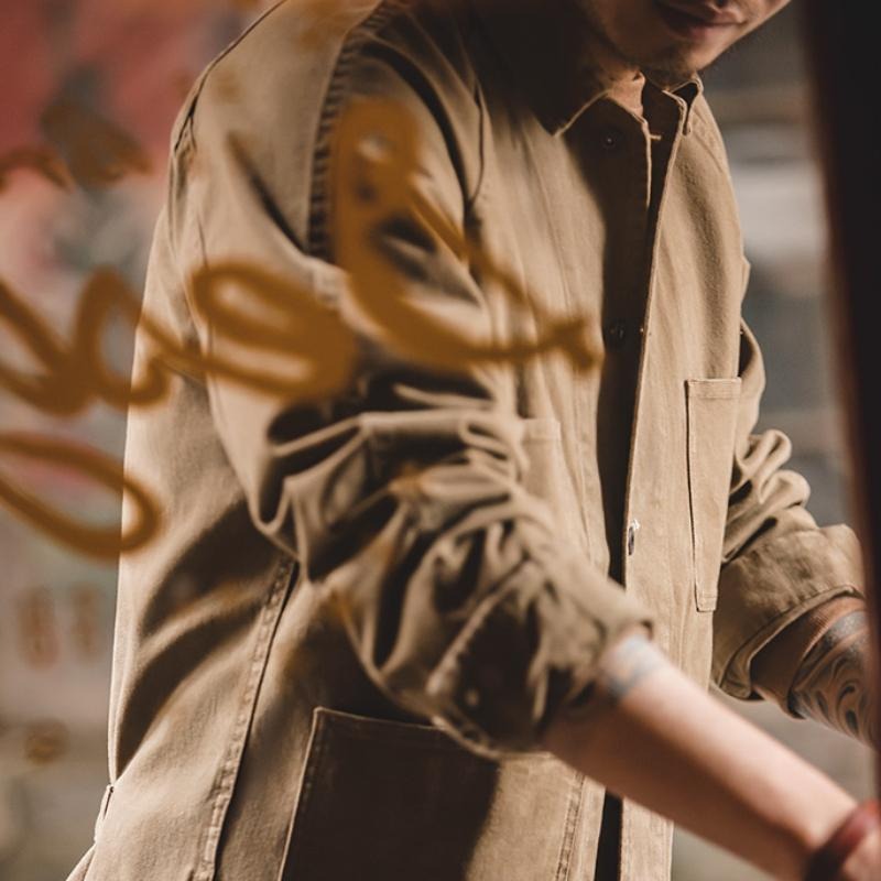 MADEN Heavyweight Twill Chore Coat – Khaki Utility Jacket