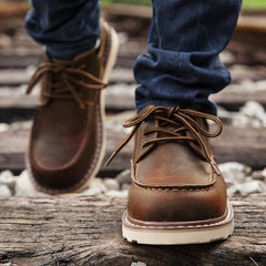 MADEN Men’s Retro Low-Top Leather Boots