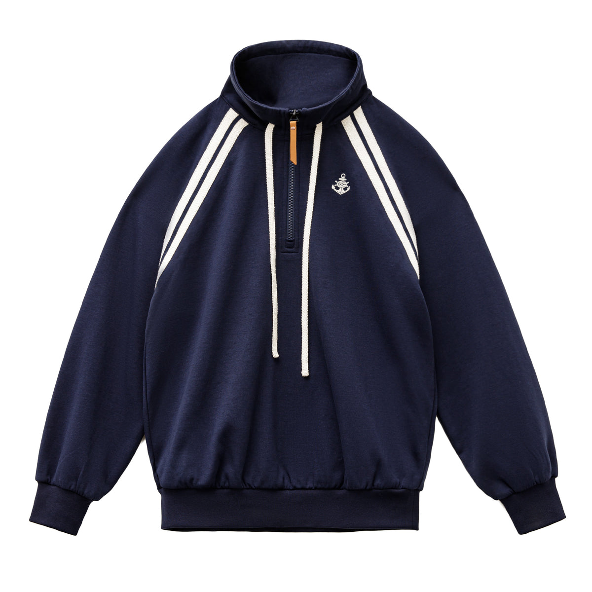 MADEN Sweatshirt mit halbem Reißverschluss und Stehkragen