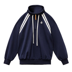MADEN Sweatshirt mit halbem Reißverschluss und Stehkragen