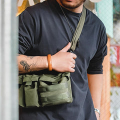 MADEN Multi-Pocket Nylon Crossbody Shoulder Bag
