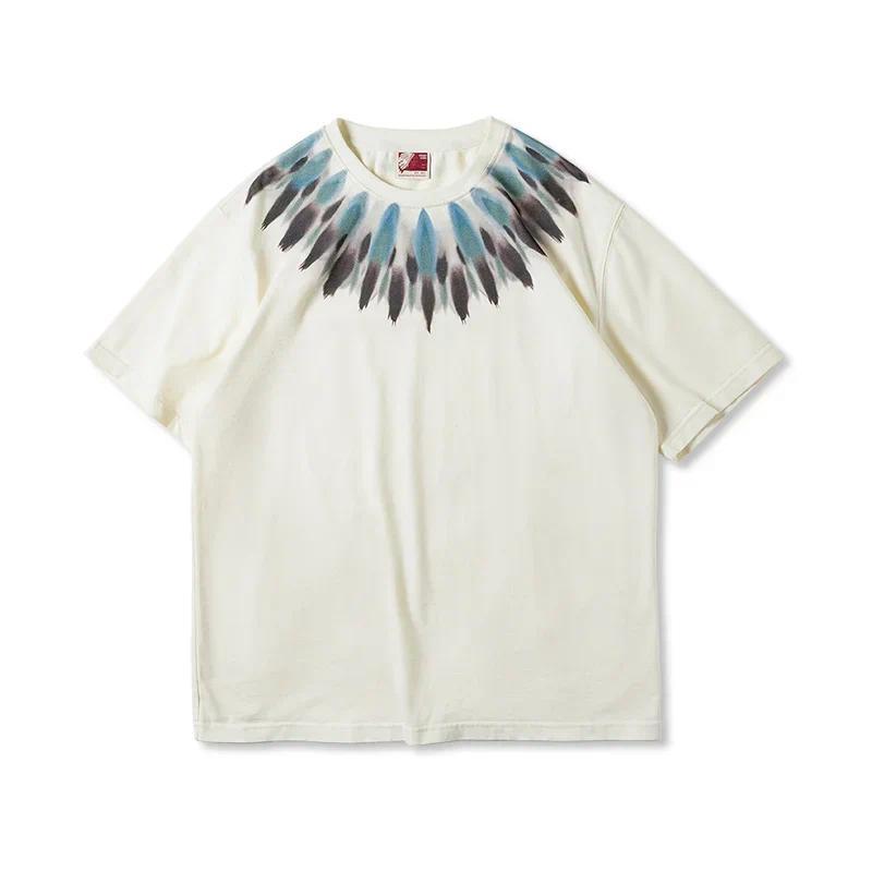 Áo thun cotton nặng tay ngắn họa tiết bộ tộc MADEN