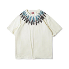Áo thun cotton nặng tay ngắn họa tiết bộ tộc MADEN