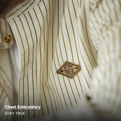 MADEN Stehkragen Gestreiftes Hemd – 100% Baumwolle