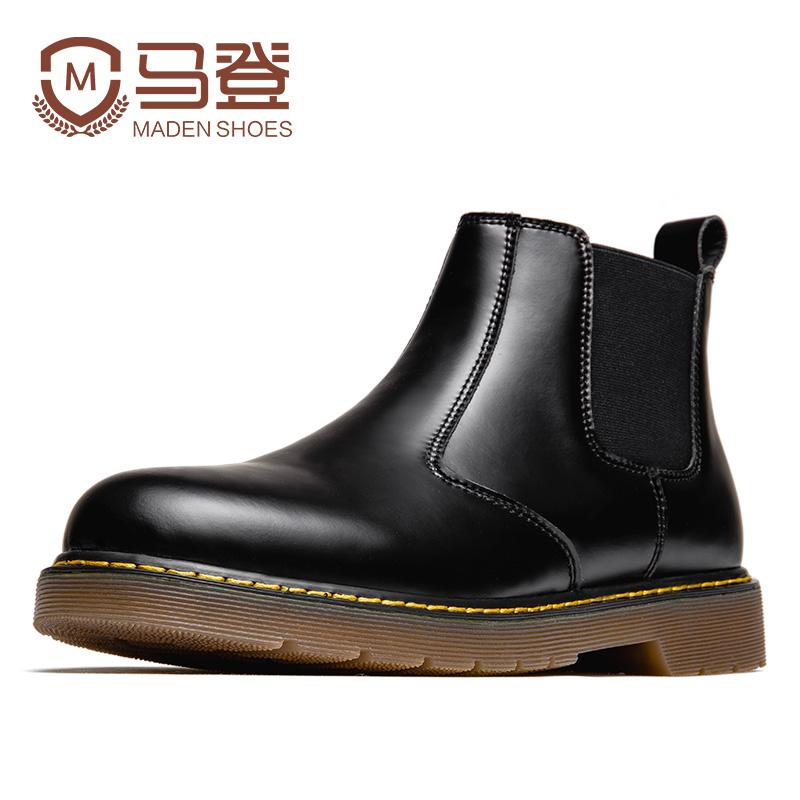 MADEN 첼시 부츠 미드탑 캐주얼 가죽 앵클 부츠