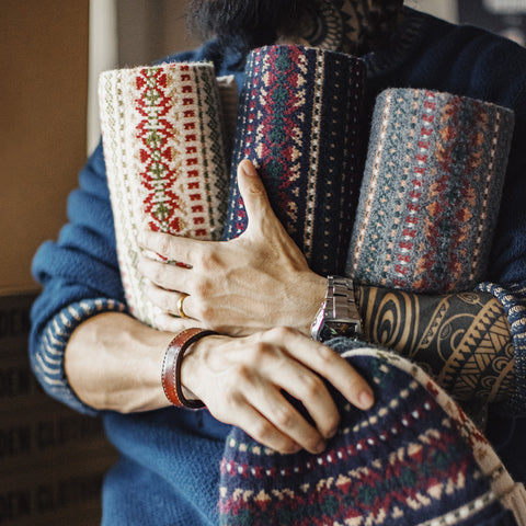 MADEN Fair Isle Strickschal &amp; Mütze Set 