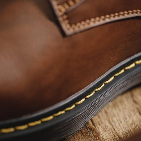 Maden Men's Retro Leather Boots Cool Motorcycle Boots American Style Casual Brown Boot Shoes for Men Crazy Horse Leather