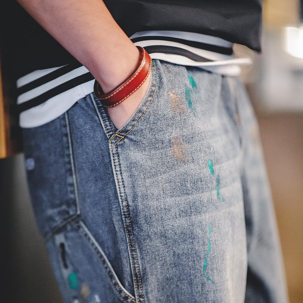 Jeans rectos de mezclilla lavados con efecto salpicado MADEN