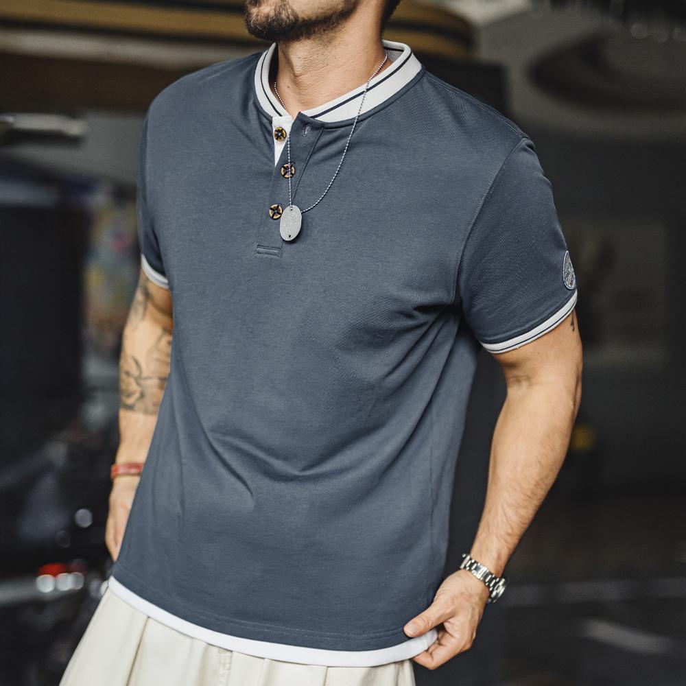 MADEN Baseball Henley T-Shirt - Cotton 100%