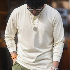 MADEN Herren Henley Shirt – 230 g/m² 100 % Baumwolle