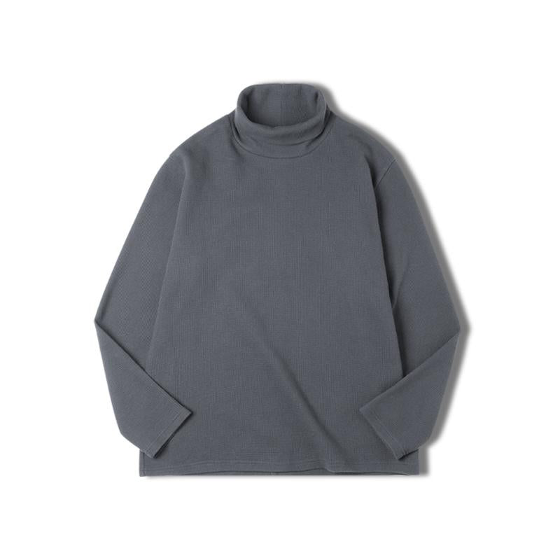 MADEN Herren Schwergewicht Gerippter Rollkragen Slim-Fit Pullover