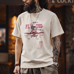 MADEN Retro Tiger Print T-Shirt aus schwerer Baumwolle