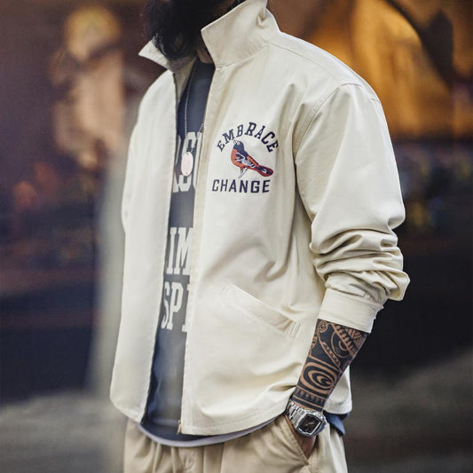 MADEN MADEN Motmot Vogel bestickte lockere Coach-Jacke