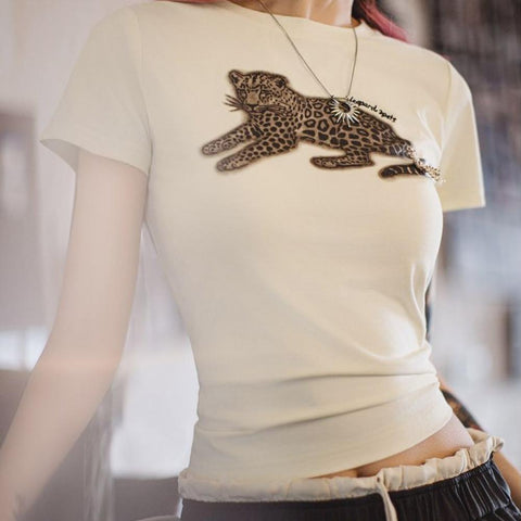 Maden "Jaguar" Printed Graphic Tee | Structured Shoulder Slim Fit T-Shirt Y2K High Street Layering Top #HighStreetFashion