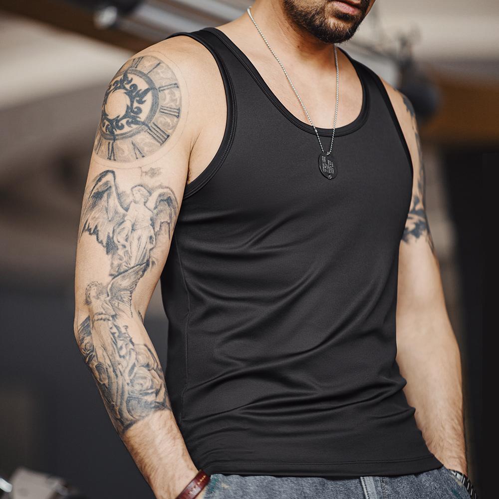 Maden Kühlendes Sonnenschutz-Ripptop, einfarbig, atmungsaktiv, vielseitig, dreifarbig, optionales Tanktop für Herren im Sommer 