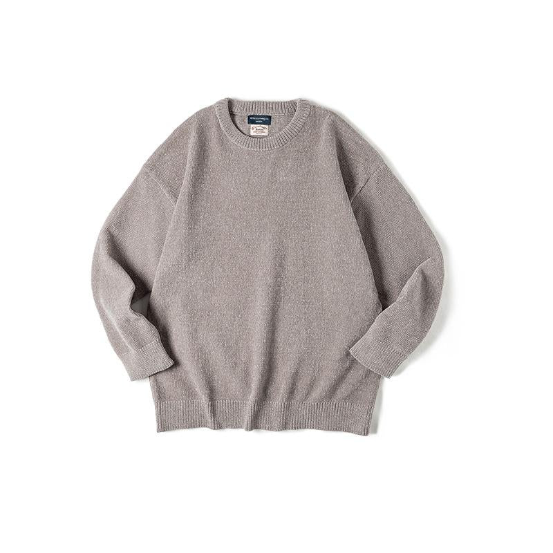 Suéter de chenilla para hombre MADEN – Suave, acogedor, cuello redondo, cálido, básico, tejido de punto