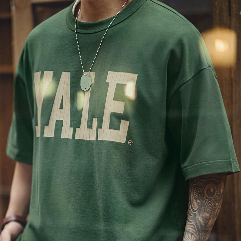 Áo thun cotton nặng in chữ vintage MADEN