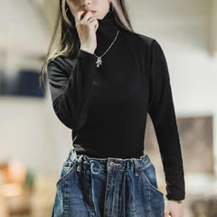 MADEN Damen Gerippter Rollkragenpullover