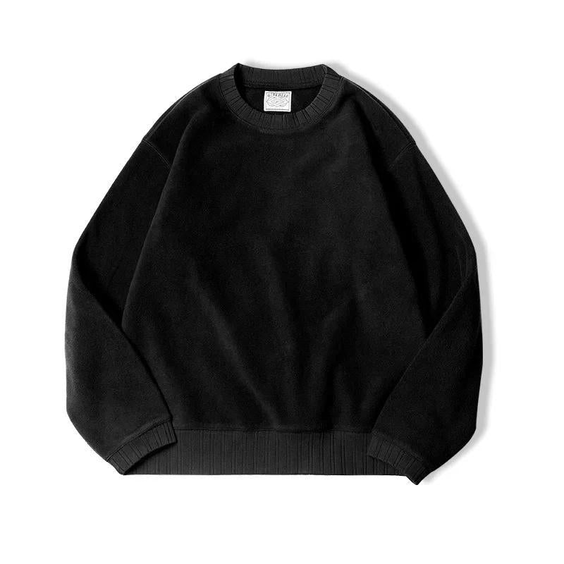 MADEN Retro O-Neck Fleece Sweatshirt – Oversize Pullover Streetwear Thickened