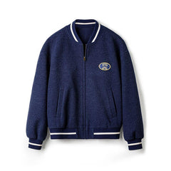 MADEN Herren Marineblaue Strick-Baseballjacke