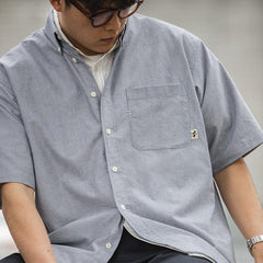 MADEN Men's Retro Oversize Oxford Button-Down Shirt