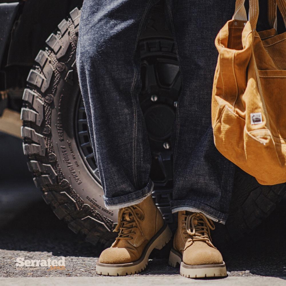 MADEN Herren Wildleder Gezackte Desert Boots für Freizeit