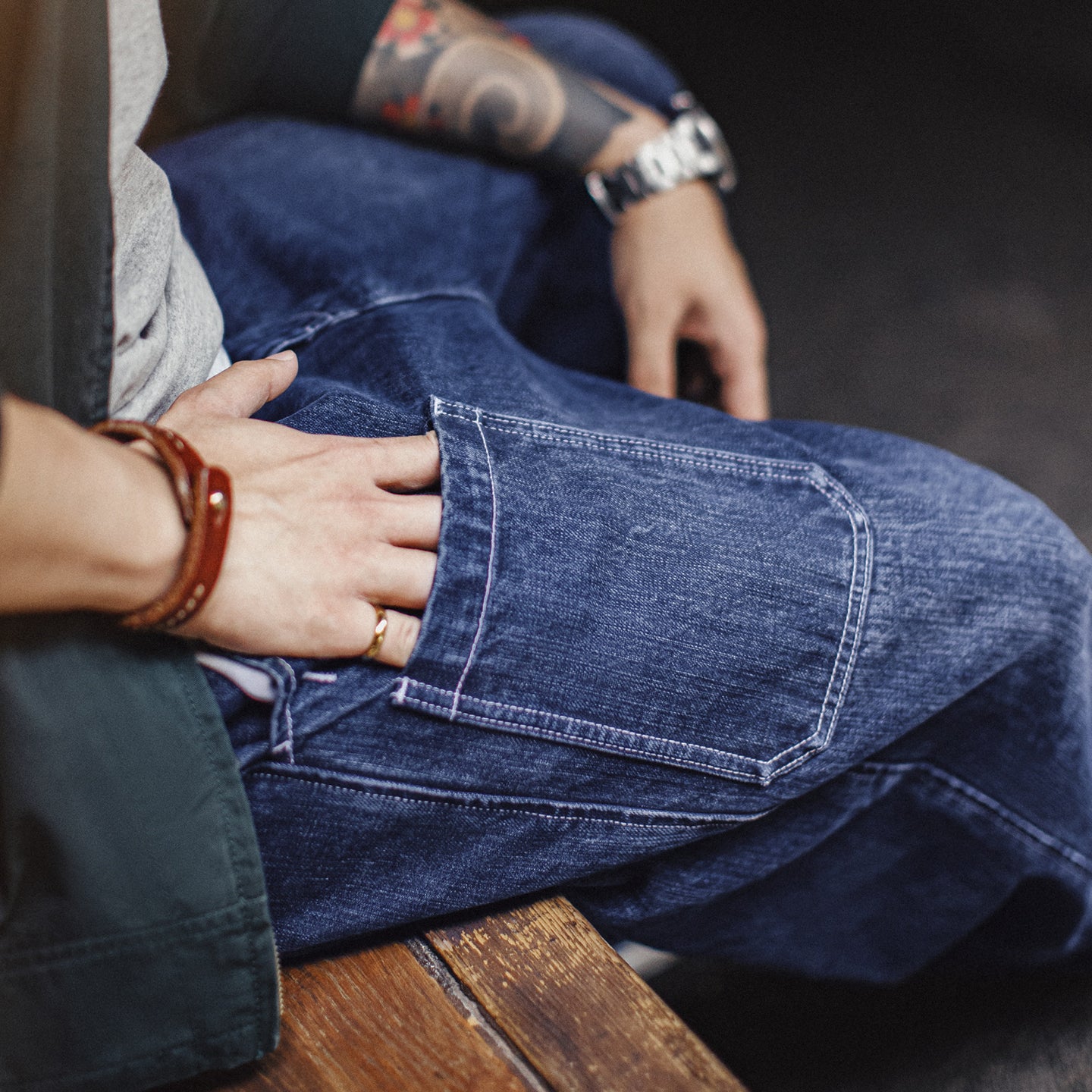 Jeans de mezclilla lavados Slub MADEN