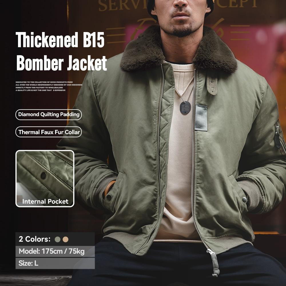 MADEN B-15 Bomberjacke – Kunstpelzkragen