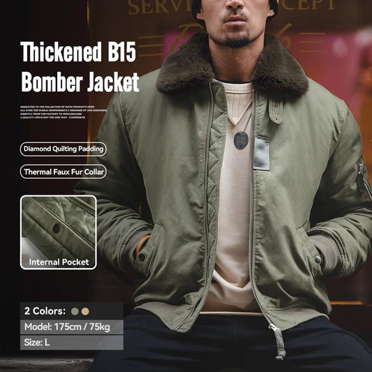 MADEN B-15 Bomber Jacket - Faux Fur Collar