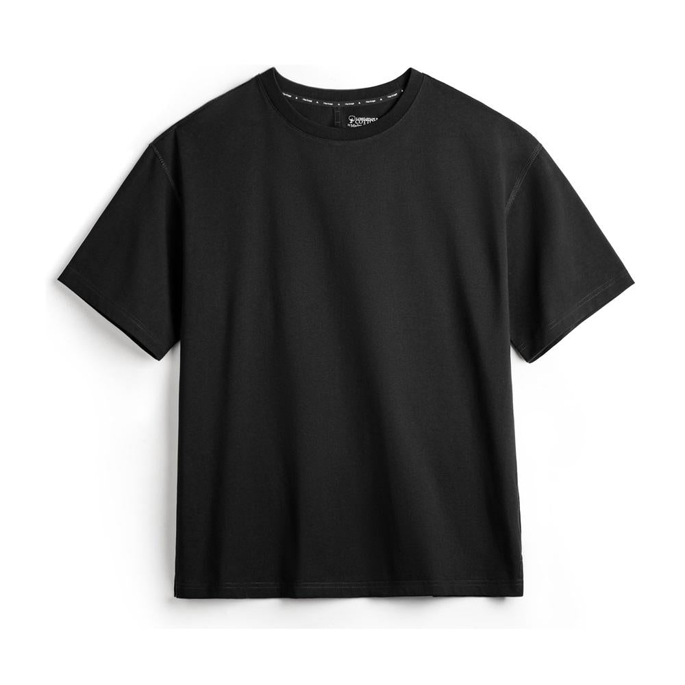 Camiseta de algodón pesado de ajuste relajado y cuello redondo MADEN