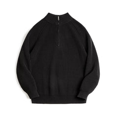 MADEN Herren Schwergewicht Baumwoll Halb-Zip Strickpullover