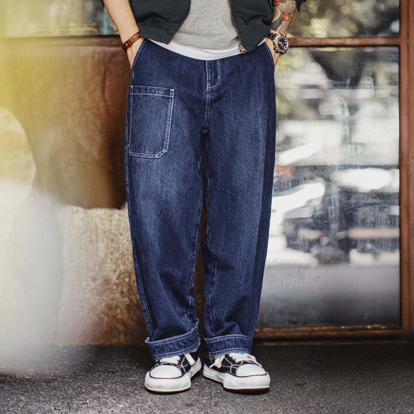 Jeans de mezclilla lavados Slub MADEN