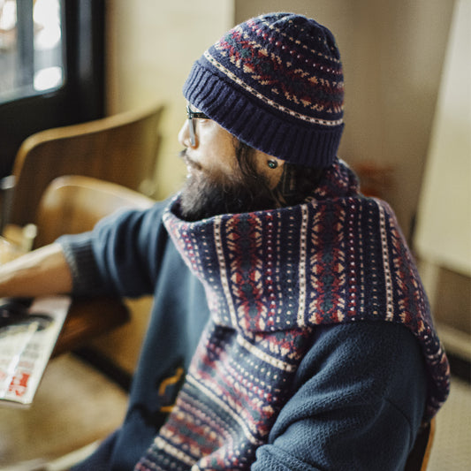 MADEN Fair Isle Strickschal- und Mützenset
