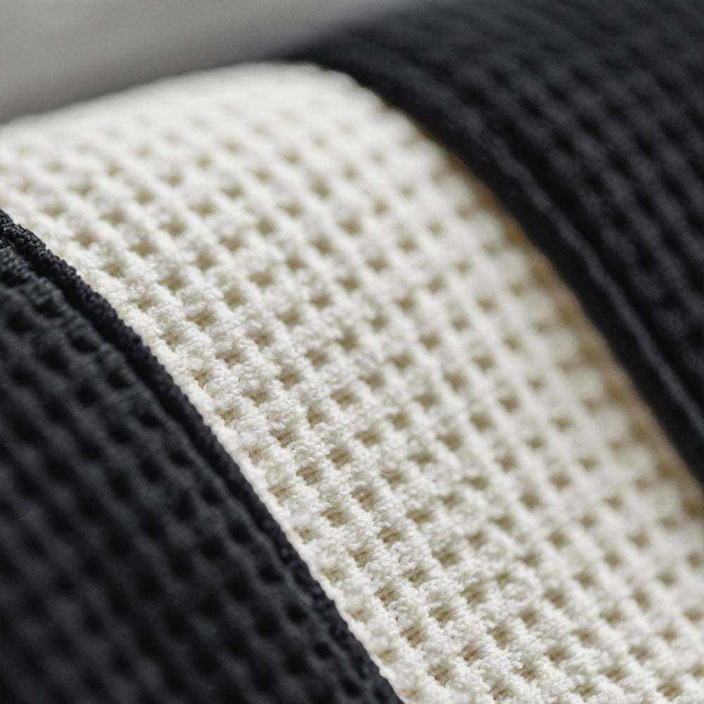 MADEN レトロ刺繍入りワッフル編み厚手V首長袖プルオーバーシャツ