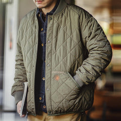 Chaqueta varsity acolchada de algodón de peso pesado para hombre MADEN
