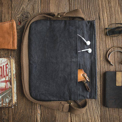 Maden Retro 16oz Oil Wax Shoulder Bag Men's Commuter Messenger Bag Durable Vintage Waterproof Canvas Bag for Men