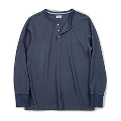 MADEN Slim Fit Waffelstrick Henley Langarmshirt