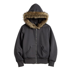 Sudadera con capucha y cremallera con cuello de piel MADEN