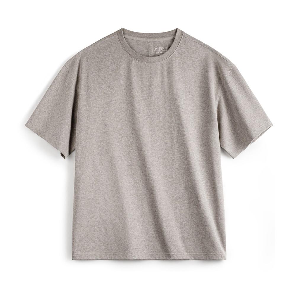 Camiseta de algodón pesado de ajuste relajado y cuello redondo MADEN