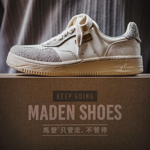 MADEN Herren-Sneaker, weiß, klobig, klassisch, flach, atmungsaktiv, sportlich-lässig, minimalistisch, cleanfit, für den Alltag 