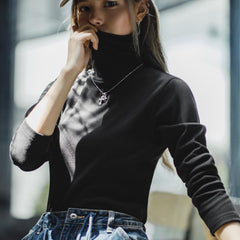 MADEN Damen Gerippter Rollkragenpullover