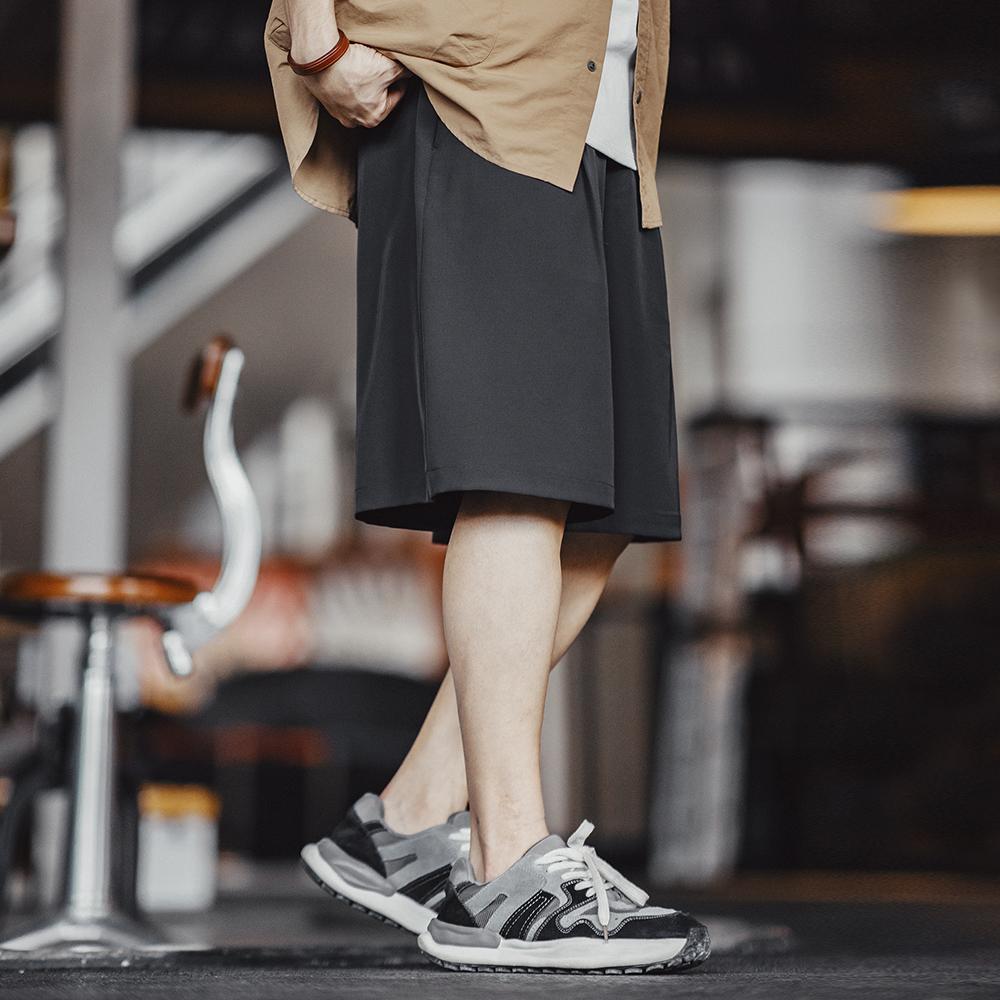 MADEN Casual Shorts Easypants No-ironing Loose-fit Straight Short Pants Drape Solid Color with Drawstring Summer New