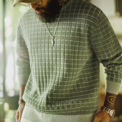 MADEN Herren Sweatshirt mit grünem Karomuster