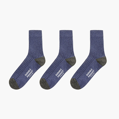 Maden Men's Breathable  Socks Casual Contrasting Color Knitted Mid-calf Socks Three-color Pit Thick  Warm Line Long Socks