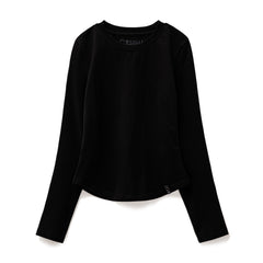 Camiseta ajustada de manga larga con cuello redondo para mujer MADEN